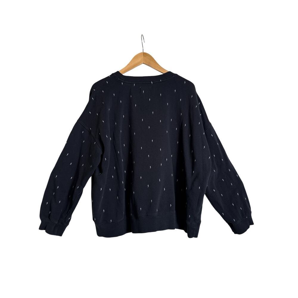 Lou & Grey Lightning Bolt Sweatshirt XXL Black Cotton Oversized Crewneck - Picture 5 of 7